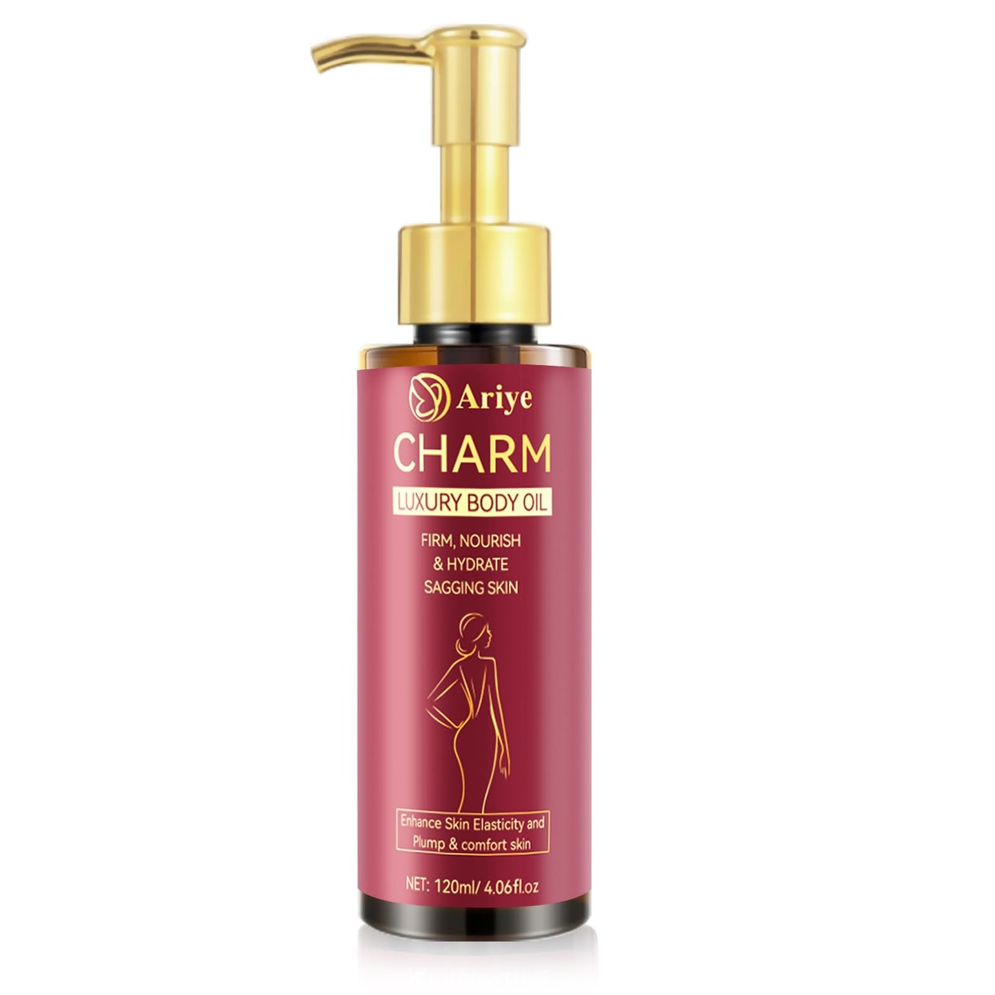 ARIYE Firming Body Oil for Crepe Skin, After Shower Glow Oil, Natural Moisturizer for Dry Skin, Tightens & Softens Crepe Skin & Wrinkles, Lightweight Non-Greasy for Arms Legs Stomach, 4.06 Fl Oz