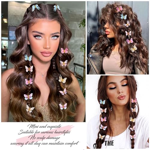 Paderison 20-Pack Colorful Glitter Butterfly Hair Clips for Kids & Women - Brown