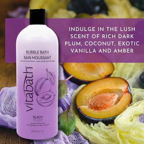 Vitabath Black Plum Bubble Bath | Moisturizing Foam Soak for All Skin Types 33.8 fl oz