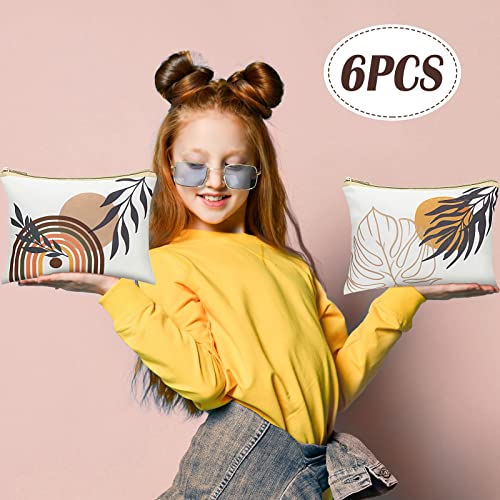Pinkunn 6 Pack Boho Makeup Bags - Canvas Cosmetic Pouches