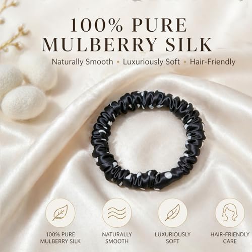 Silk Scrunchies for Hair - 4 Pack of Pure Mulberry Silk Ties