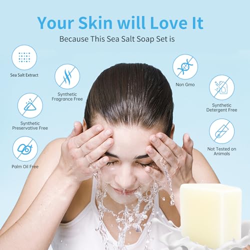 Sea Salt & Goat Milk Bar Soap - Natural Moisturizing Skin Care for All Skin Types - Pack of 2