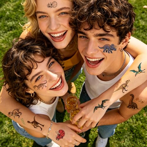 Dinosaur Temporary Tattoos for Kids - 10 Sheets of Fun Designs