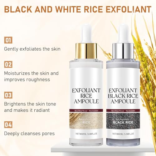 Birunwer Rice Exfoliant Ampoule Duo - Black & White Face Peeling Solutions, 2x100ml