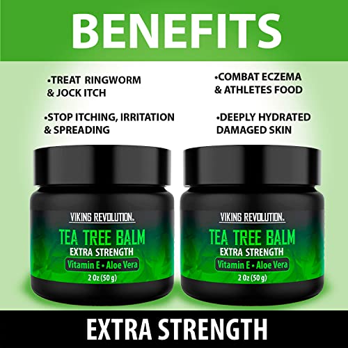Viking Revolution Tea Tree Oil Foot Balm - 2 Pack for Dry Skin