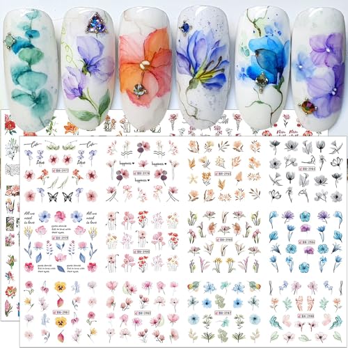 3D Floral Water Transfer Nail Stickers - Spring Summer Designs