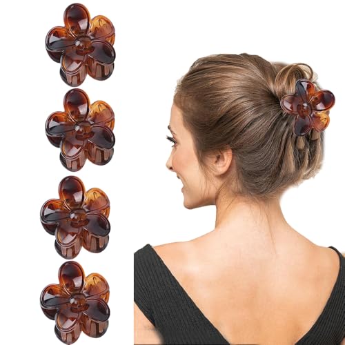 Morhom Flower Hair Claw Clips - 4 Pack Large Hibiscus Nonslip Jaw Clips