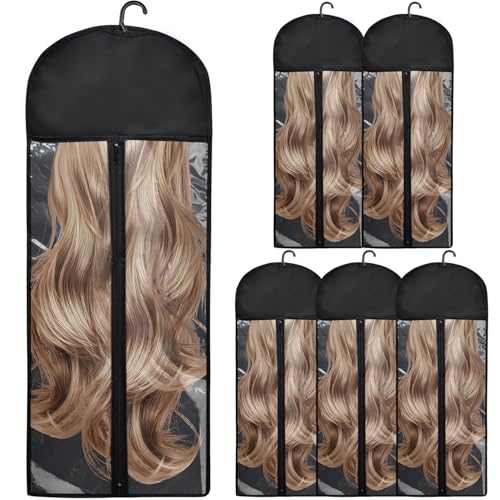 Ulbemoll Black 31.5-Inch Wig Storage Bag with Hanger – 5 Pcs