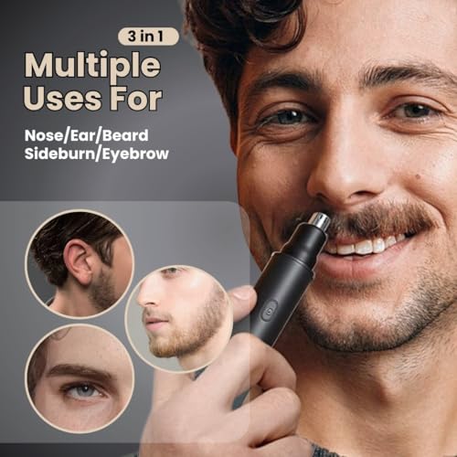 Rechargeable 3-in-1 Nose Ear & Facial Hair Trimmer for Men & Women