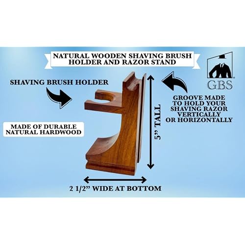 G.B.S GENTS Men's Classic Wooden Shaving Set with Shaving Brush, Wooden Stand and 3.5 Inches Diameter Shaving Soap Bowl