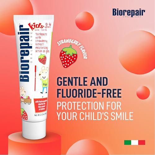 Biorepair Kids Toothpaste with Hydroxyapatite - Strawberry Flavor, Fluoride-Free, 2.12 Oz