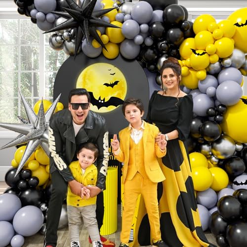 127-Piece Black and Yellow Balloon Arch Kit for Parties