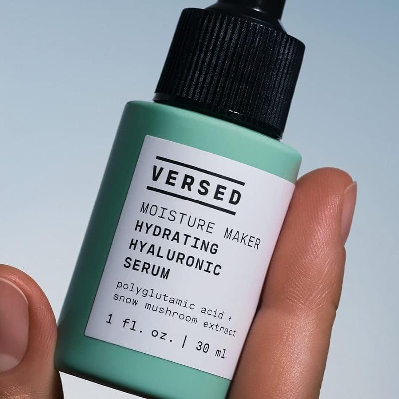 Versed Hyaluronic Acid Face Serum for Dry Skin - 1oz Hydrating Serum with Polyglutamic Acid & Snow Mushroom Extract