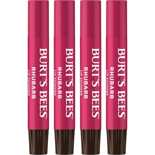 Burt's Bees Lip Shimmer Rhubarb 4-Count — Shimmer Lip Tint Set, 100% Natural