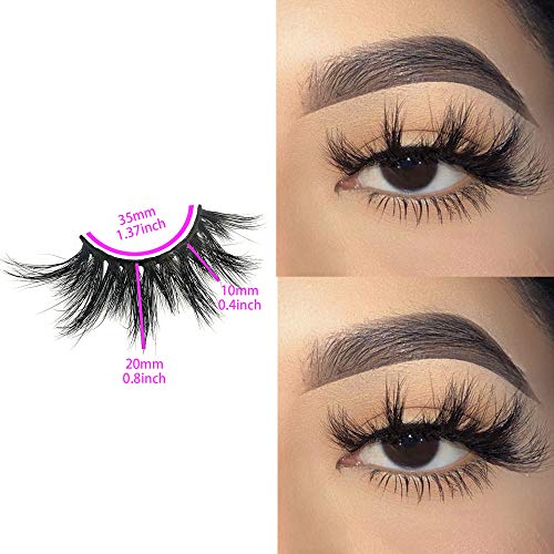 Mikiwi 3D Mink Eyelashes - Fluffy 20mm Luxury Lashes, 3 Pairs