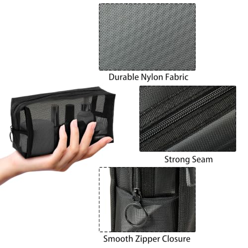 Unoutur 6-Piece Mesh Cosmetic Bag Set - Transparent Travel Toiletry Pouch