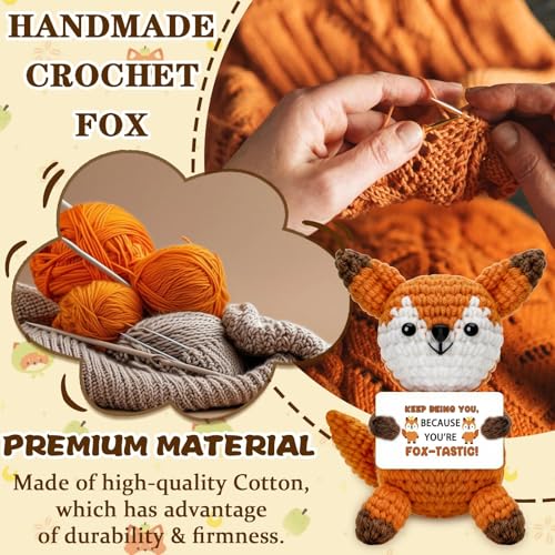 Handmade Crochet Fox Gift - Positive Inspirational Desk Decor