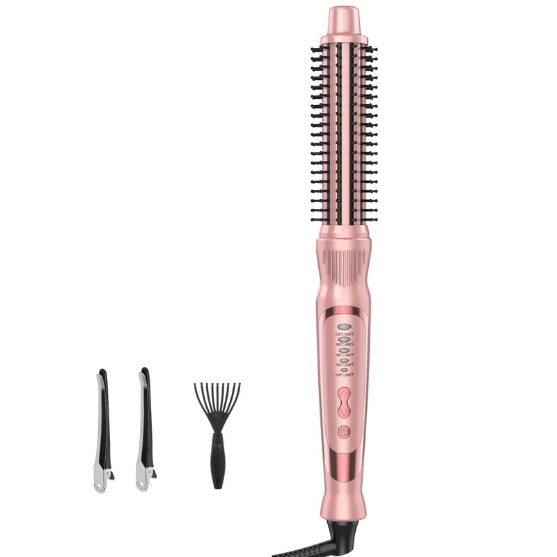 Thermal Brush, Heated Round Brush & Curling Iron with Ceramic Ionic Technology, Hair Tools for Volumizing & Styling, Travel-Friendly Hot Comb with Adjustable Temperature（Gold 1 inch）