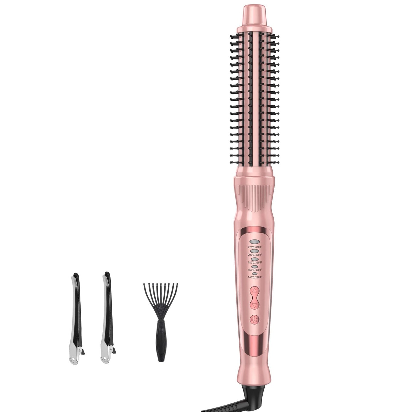 Thermal Brush, Heated Round Brush & Curling Iron with Ceramic Ionic Technology, Hair Tools for Volumizing & Styling, Travel-Friendly Hot Comb with Adjustable Temperature（Gold 1 inch）