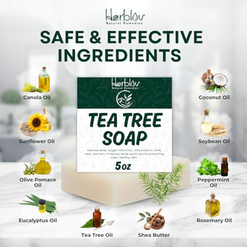 Herblov Tea Tree Soap Bar – Natural Acne Cleanser for Face & Body