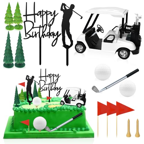 Golf Theme Cake Topper Set - 15 Pcs Birthday Decorations