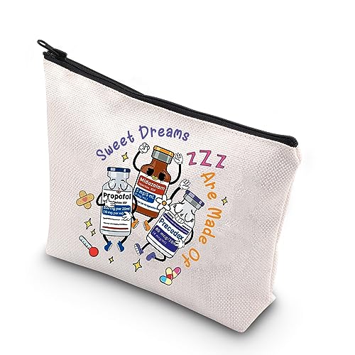 Sweet Dreams Nurse Makeup Bag - Canvas ICU Nurse Gift Zipper Pouch