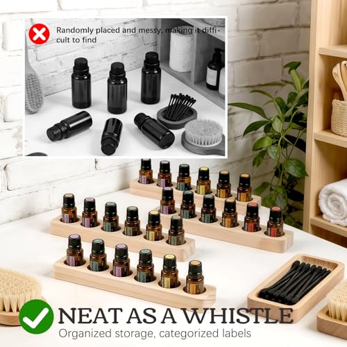 Meao Wooden Essential Oil Display Rack - 4 Pcs 6 Slot Organizer