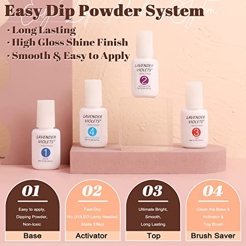 Lavender Violets Baby Pink Dip Powder Nail Kit - 22 Pcs with 16 Colors