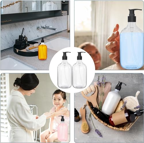 BallHull 10oz Clear Plastic Pump Bottles, Refillable Lotion Dispensers (6 Pack)
