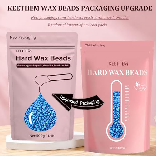 Keethem 1.2lb Hard Wax Beads for Coarse Hair Removal, Painless Sensitive Skin