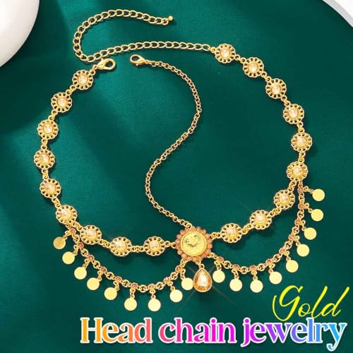 Aukmla Gold Sequin Head Chain Jewelry for Women - Costume Headband
