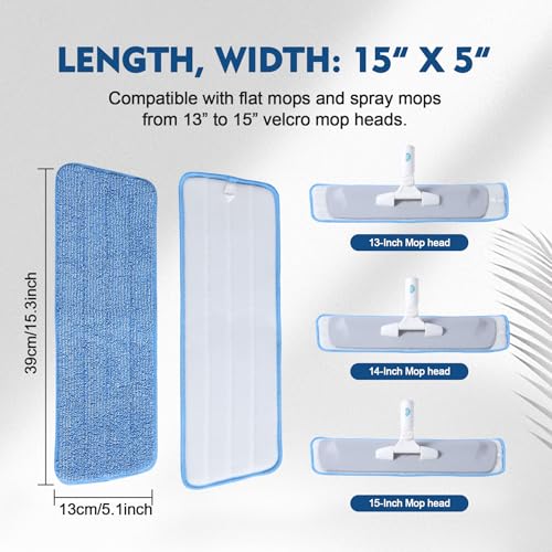 Microfiber Mop Pads - 3 Pack Reusable Replacement Pads for Spray Mops
