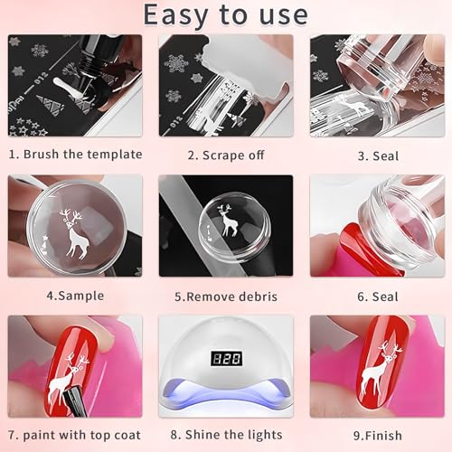 Nail Art Stamper Kit with 15 Brushes for French Tips - 17 PCS