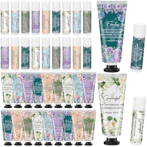 Loopeer Christian Hand Cream & Lip Balm Gift Set - 18 Sets, Bible Verses
