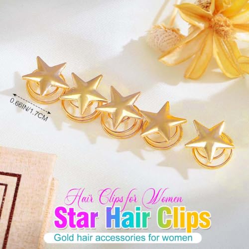 Gold Spiral Star Hair Clips Set of 5 for Women & Girls - Decorative Hair Accessories