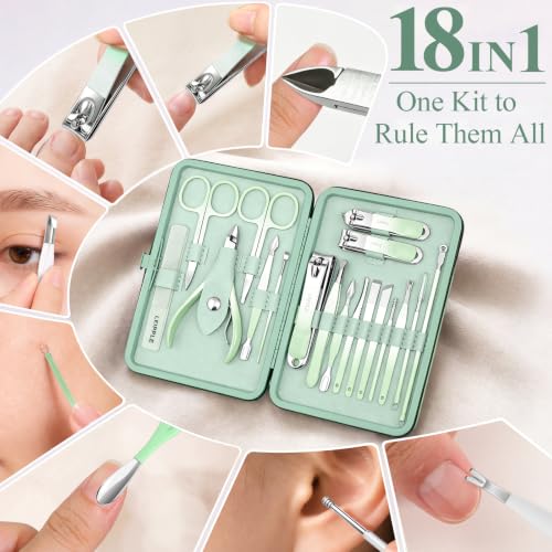 18-Piece Professional Manicure Kit for Women - Green Gradient