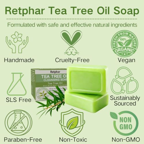Retphar Antifungal Tea Tree Oil Soap Bar - 4.2 Oz (2 Pack)