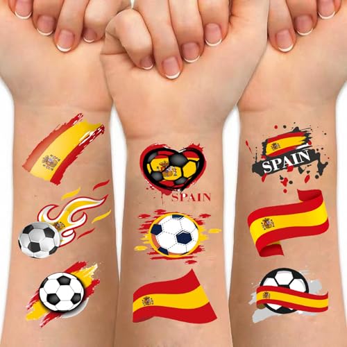 Spain Flag Temporary Tattoos - 20 Pcs Waterproof Body Art