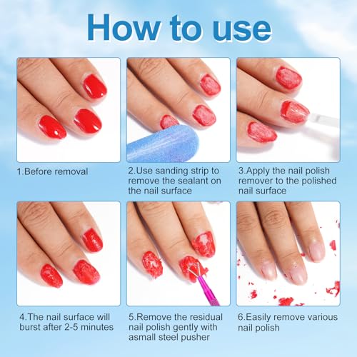 Quick Gel Nail Polish Remover with Cuticle Pusher & Scraper