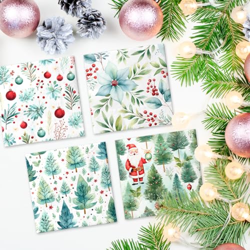 Christmas Tree Napkins - 40 Pcs Disposable Holiday Paper Napkins