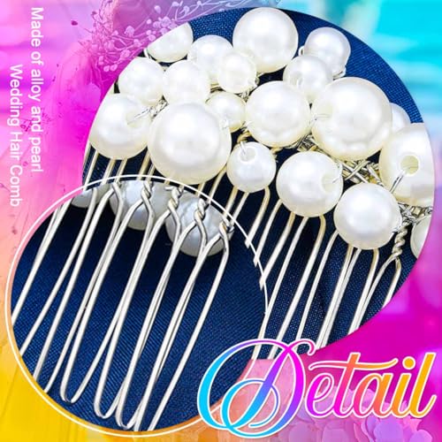 EASEDAILY Pearl Wedding Hair Comb - Silver Bridal Hair Piece for Brides