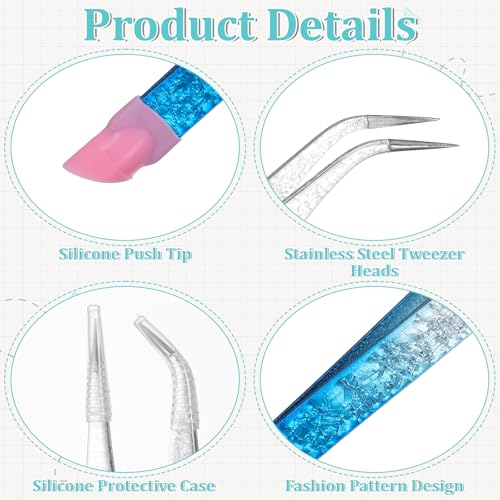Crystal Blue Tweezer Kit - 2PCS Precision Nail & Craft Tweezers