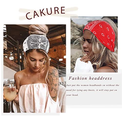 CAKURE Set of 2 Boho Wide Turban Headbands for Women & Girls – Elastic, Knotted Hair Wraps