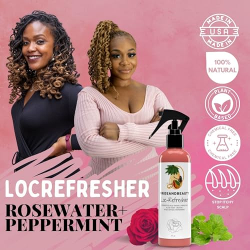 Rose Water & Peppermint Loc Spray - 4 oz Daily Moisturizer for Dreads & Protective Styles