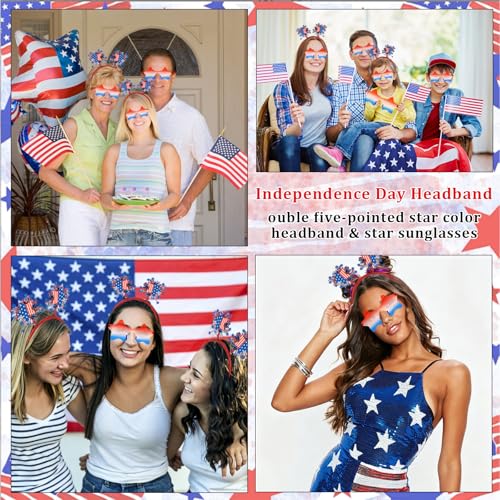 ANBALA 4th of July Accessories Set - Patriotic Headbands & Sunglasses