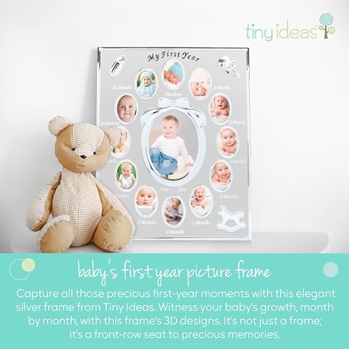 My First Year Baby Milestone Photo Frame - Silver Display for 12 Photos