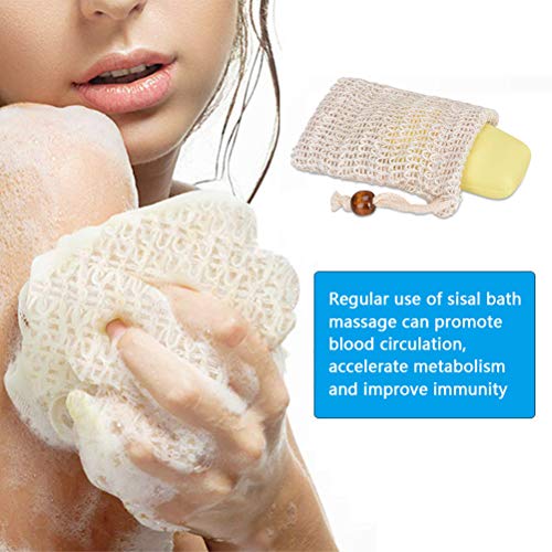 BUYGO 30 Pack Natural Sisal Soap Saver Bags with Drawstring for Exfoliating Bath & Shower