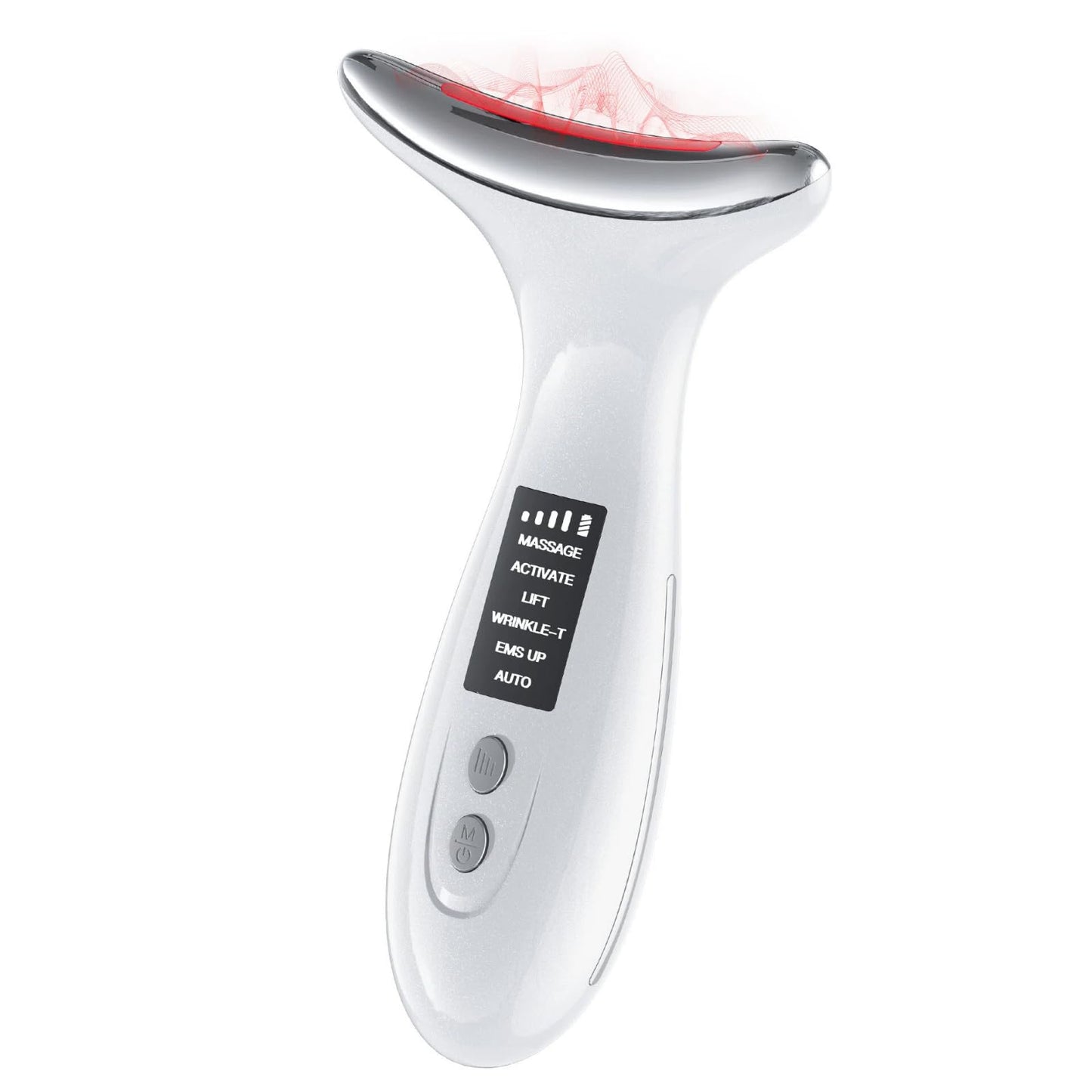 7-Color LED Red Light Therapy Face & Neck Massager - Anti-Aging Facial Sculptor with Heat, Vibration, Lifting, Firming, Timer for Visible Skin Tightening, Rechargeable At-Home Beauty Device