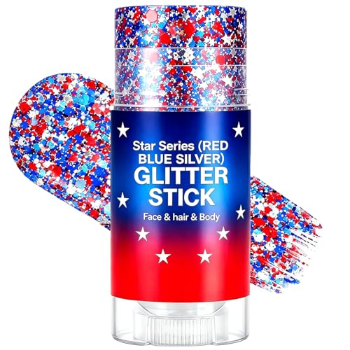 Patriotic Red, White & Blue Glitter Stick for 4th of July
