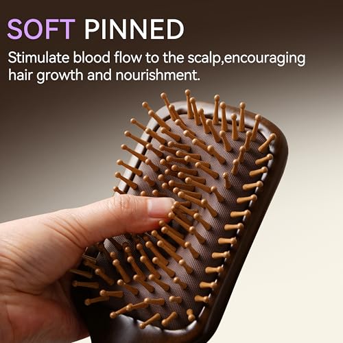 Creative Art Wooden Paddle Hair Brush with Scalp Massage Cushion